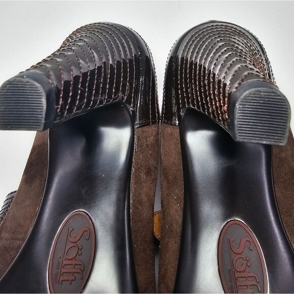 Sofft Florence Mary Jane Closed Toe Pumps Suede Patent Leather Brown Women's 8.5 - Picture 7 of 10
